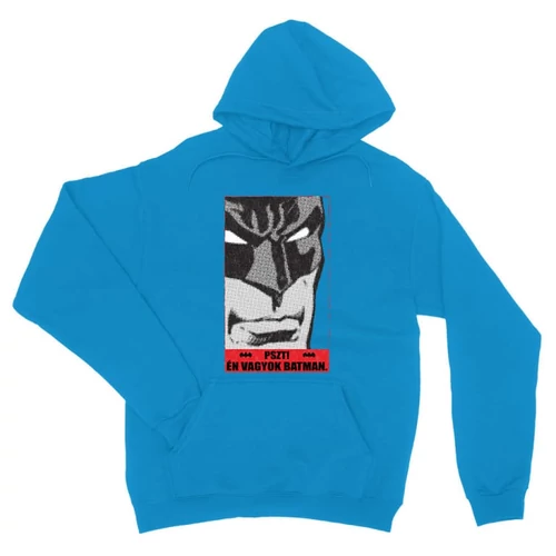 Zafírkék Batman unisex kapucnis pulóver - Pszt! Én vagyok Batman