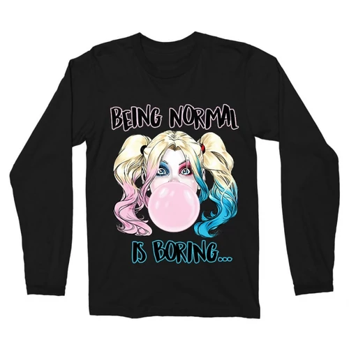 Fekete Harley Quinn férfi hosszú ujjú póló - Being Normal Is Boring