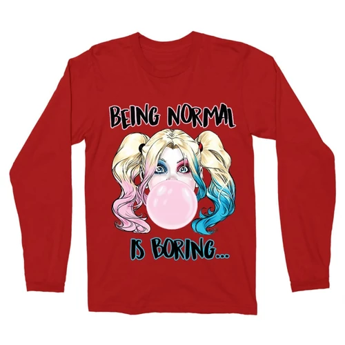 Piros Harley Quinn férfi hosszú ujjú póló - Being Normal Is Boring