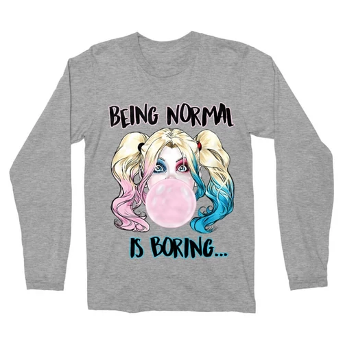 Sportszürke Harley Quinn férfi hosszú ujjú póló - Being Normal Is Boring