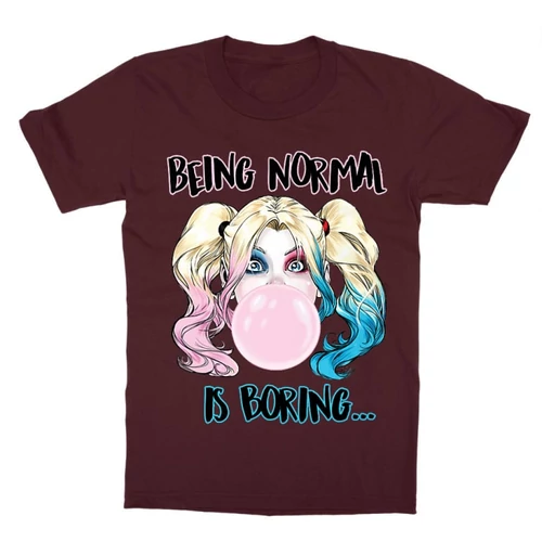 Bordó Harley Quinn gyerek rövid ujjú póló - Being Normal Is Boring