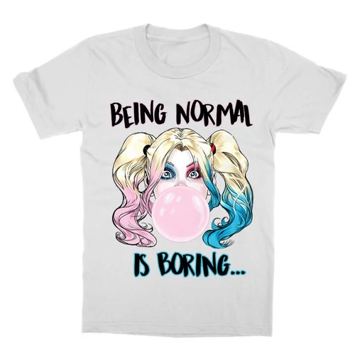 Fehér Harley Quinn gyerek rövid ujjú póló - Being Normal Is Boring