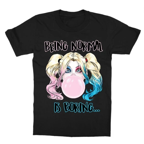 Fekete Harley Quinn gyerek rövid ujjú póló - Being Normal Is Boring