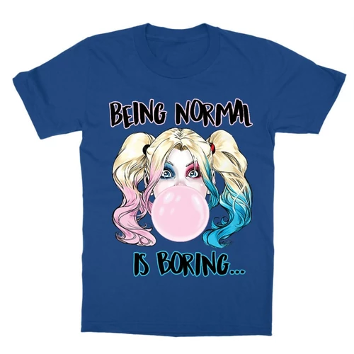 Királykék Harley Quinn gyerek rövid ujjú póló - Being Normal Is Boring