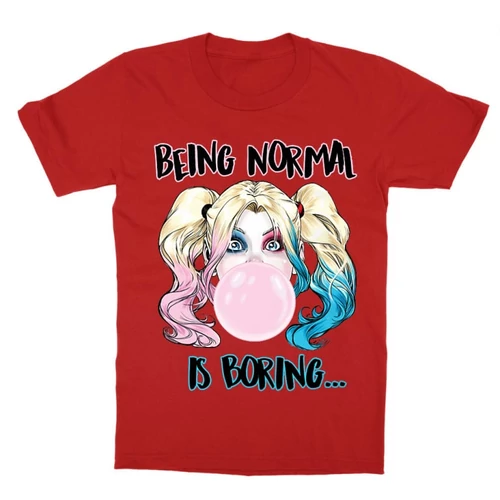 Piros Harley Quinn gyerek rövid ujjú póló - Being Normal Is Boring