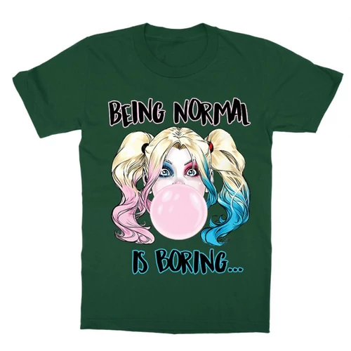 Sötétzöld Harley Quinn gyerek rövid ujjú póló - Being Normal Is Boring