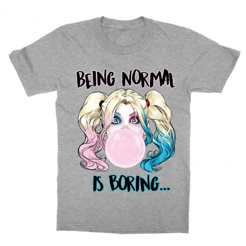 Sportszürke Harley Quinn gyerek rövid ujjú póló - Being Normal Is Boring