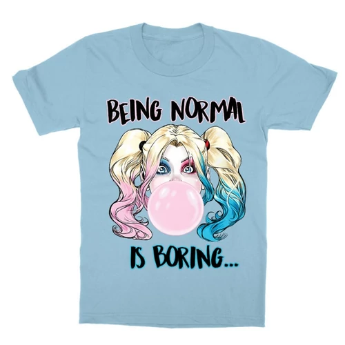 Világoskék Harley Quinn gyerek rövid ujjú póló - Being Normal Is Boring