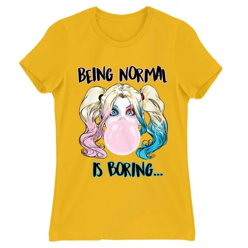 Sárga Harley Quinn női rövid ujjú póló - Being Normal Is Boring