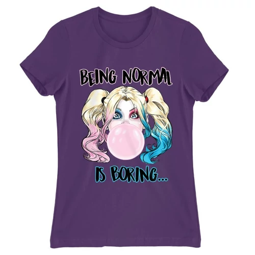 Sötétlila Harley Quinn női rövid ujjú póló - Being Normal Is Boring