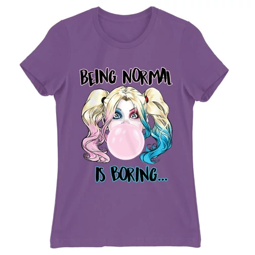 Világoslila Harley Quinn női rövid ujjú póló - Being Normal Is Boring