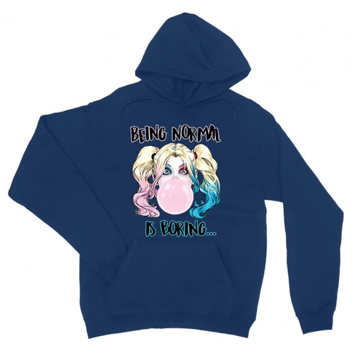 Királykék Harley Quinn unisex kapucnis pulóver - Being Normal Is Boring