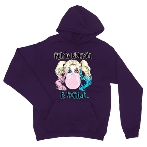 Sötétlila Harley Quinn unisex kapucnis pulóver - Being Normal Is Boring
