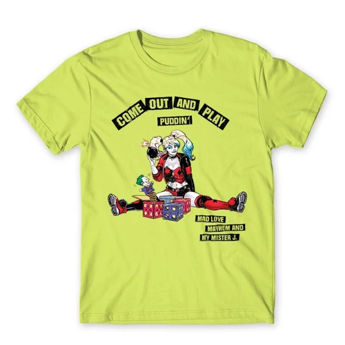 Almazöld Harley Quinn férfi rövid ujjú póló - Come Out and Play