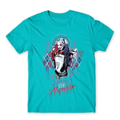 Atollkék Harley Quinn férfi rövid ujjú póló - Graffiti