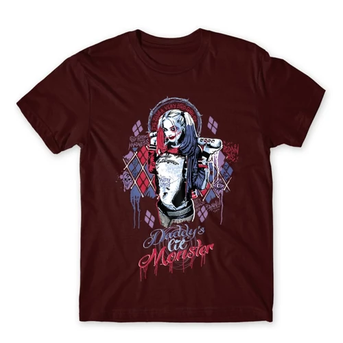 Bordó Harley Quinn férfi rövid ujjú póló - Graffiti