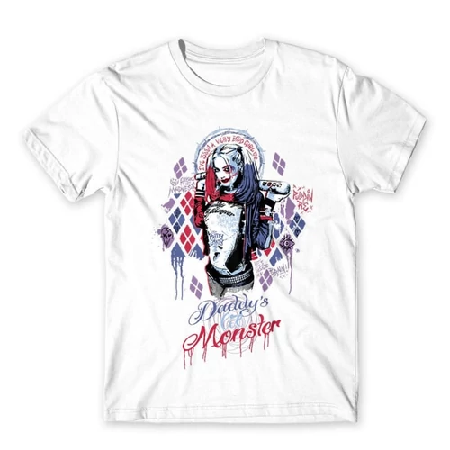 Fehér Harley Quinn férfi rövid ujjú póló - Graffiti