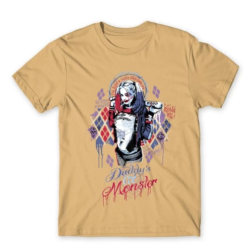 Homok Harley Quinn férfi rövid ujjú póló - Graffiti