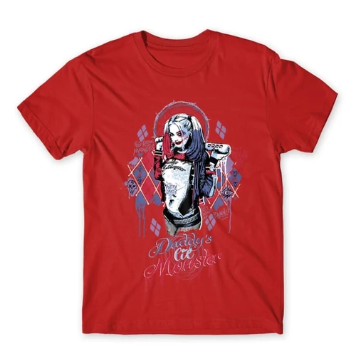 Piros Harley Quinn férfi rövid ujjú póló - Graffiti
