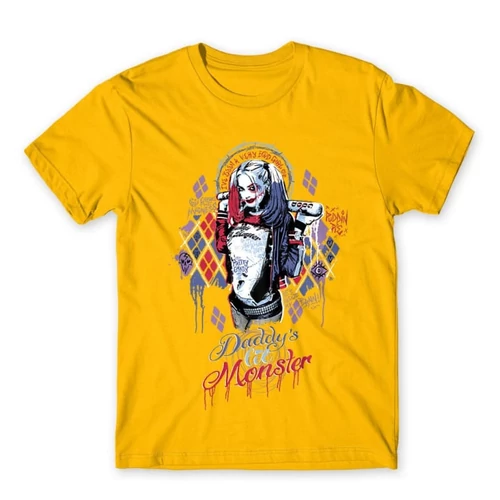 Sárga Harley Quinn férfi rövid ujjú póló - Graffiti