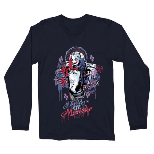Sötétkék Harley Quinn férfi hosszú ujjú póló - Graffiti
