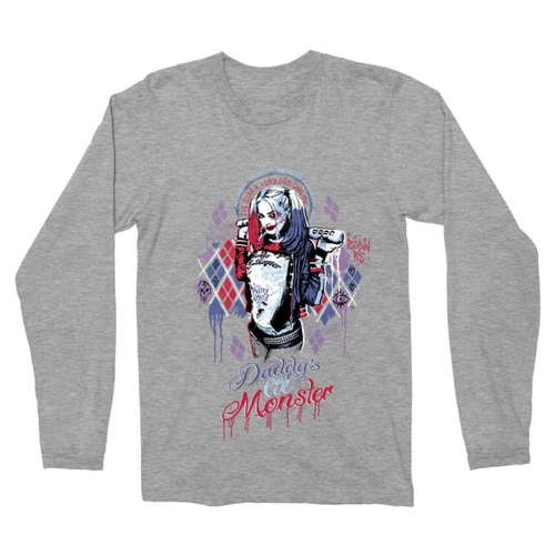 Sportszürke Harley Quinn férfi hosszú ujjú póló - Graffiti