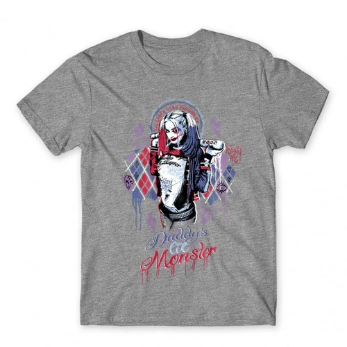 Sportszürke Harley Quinn férfi rövid ujjú póló - Graffiti