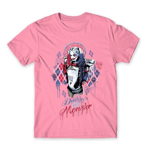 Világos rózsaszín Harley Quinn férfi rövid ujjú póló - Graffiti