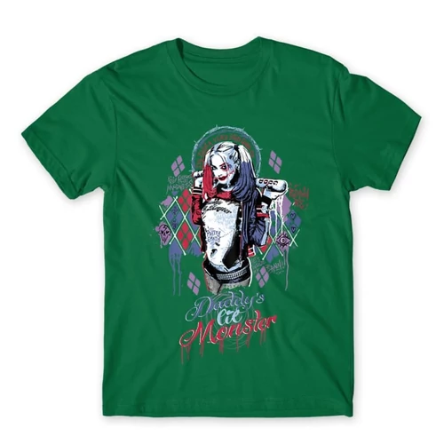 Zöld Harley Quinn férfi rövid ujjú póló - Graffiti