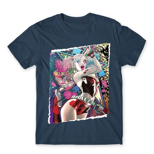 Denim Harley Quinn férfi rövid ujjú póló - Harley Poster