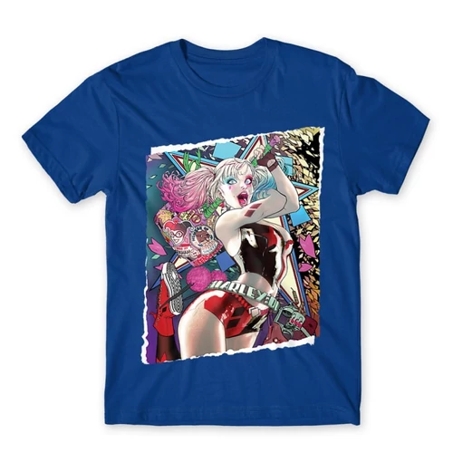 Királykék Harley Quinn férfi rövid ujjú póló - Harley Poster