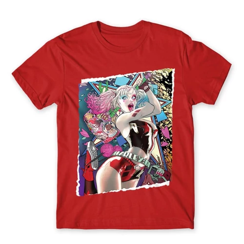 Piros Harley Quinn férfi rövid ujjú póló - Harley Poster