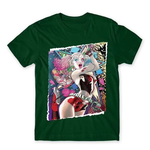 Sötétzöld Harley Quinn férfi rövid ujjú póló - Harley Poster
