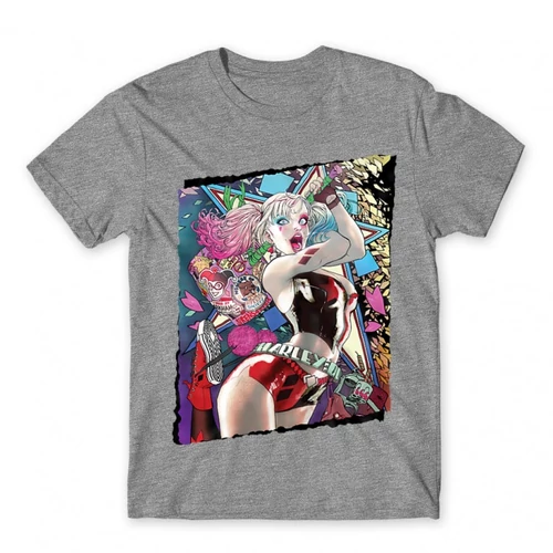 Sportszürke Harley Quinn férfi rövid ujjú póló - Harley Poster