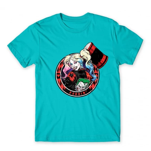 Atollkék Harley Quinn férfi rövid ujjú póló - Puddin'