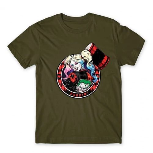 Khaki Harley Quinn férfi rövid ujjú póló - Puddin'