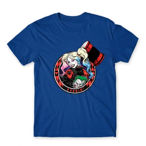 Királykék Harley Quinn férfi rövid ujjú póló - Puddin'