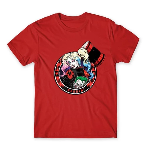Piros Harley Quinn férfi rövid ujjú póló - Puddin'