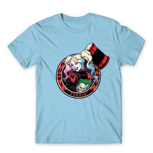 Világoskék Harley Quinn férfi rövid ujjú póló - Puddin'