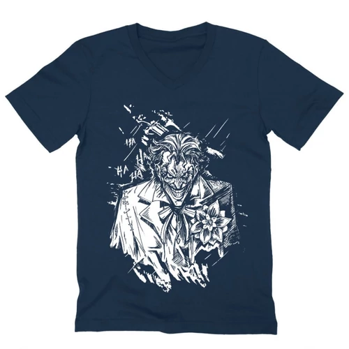 Sötétkék Joker férfi V-nyakú póló - Joker Grunge