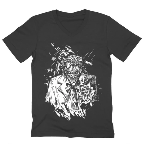 Sötétszürke Joker férfi V-nyakú póló - Joker Grunge