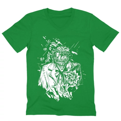 Zöld Joker férfi V-nyakú póló - Joker Grunge