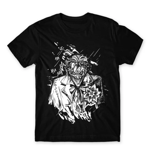 Fekete Joker férfi rövid ujjú póló - Joker Grunge