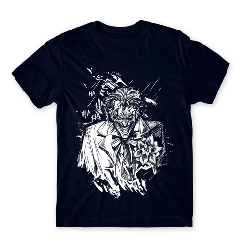Sötétkék Joker férfi rövid ujjú póló - Joker Grunge