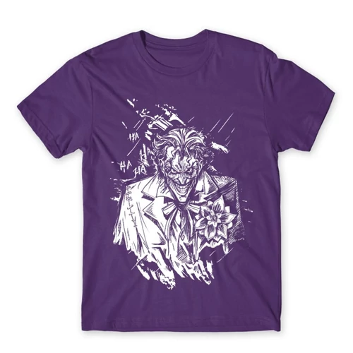 Sötétlila Joker férfi rövid ujjú póló - Joker Grunge