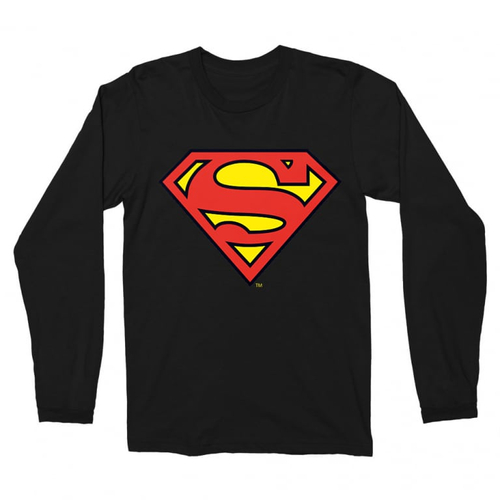 Fekete Superman - férfi hosszú ujjú póló - Classic Logó