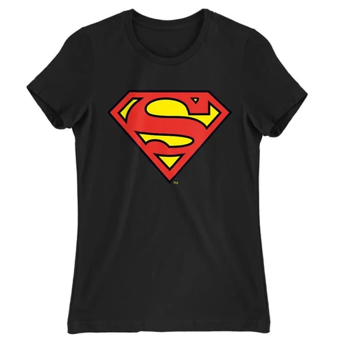 Fekete Superman - női rövid ujjú póló - Classic Logó
