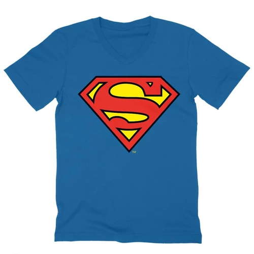 Királykék Superman - férfi V-nyakú póló - Classic Logó
