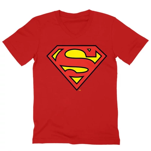 Piros Superman - férfi V-nyakú póló - Classic Logó