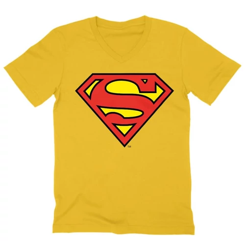 Sárga Superman - férfi V-nyakú póló - Classic Logó